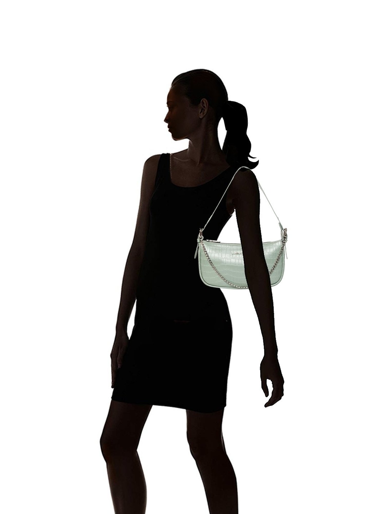 Lino Perros Green Textured Medium Shoulder Handbag