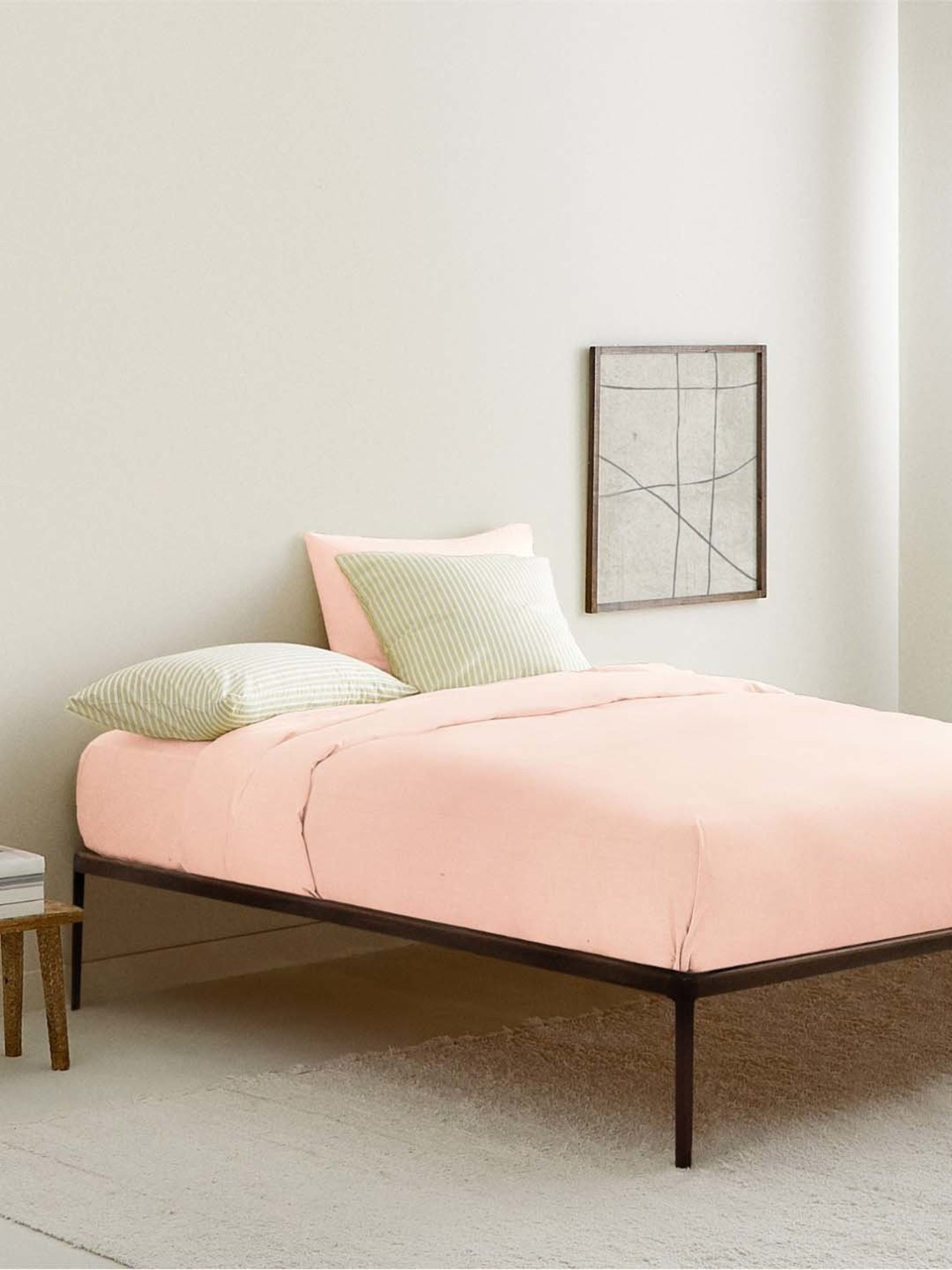The Baby Atelier Pink Solid Cotton 400 TC Bed Sheet