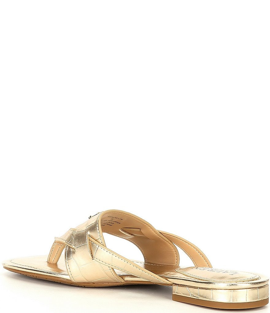 Lauren Ralph Lauren Rosalind Croco Embossed Leather Sandals