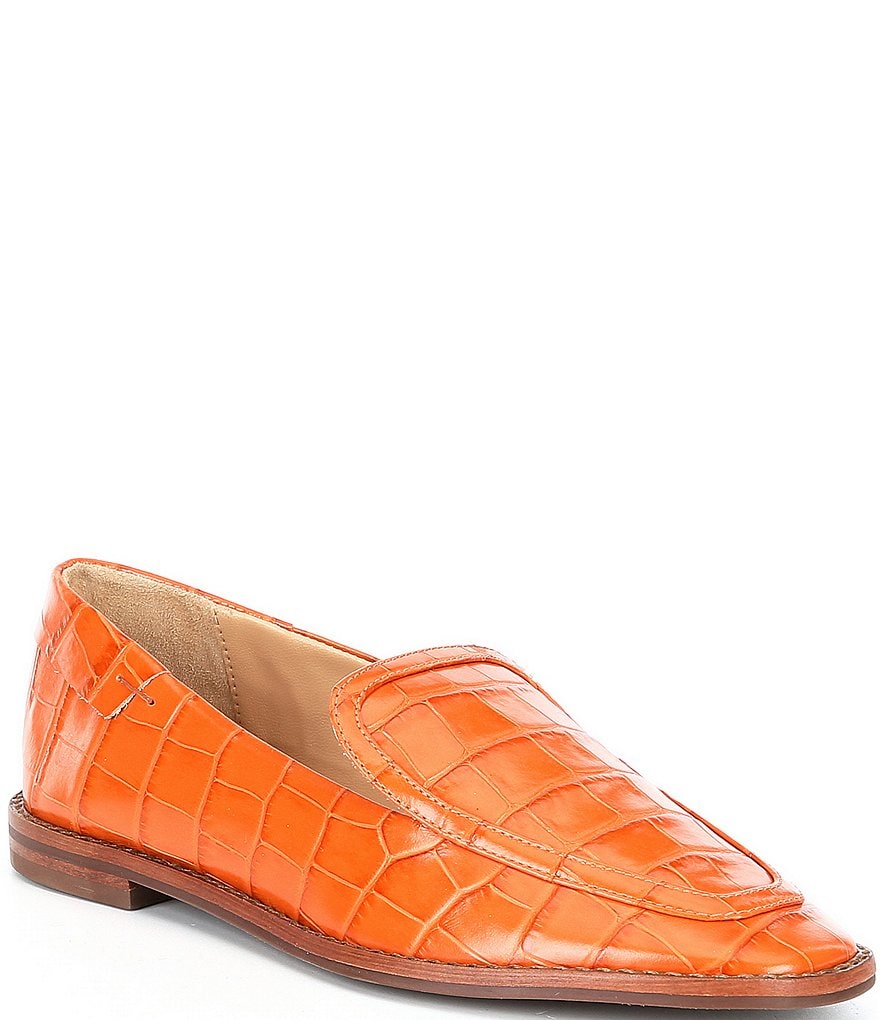 Schutz Hada Croco Print Leather Loafers