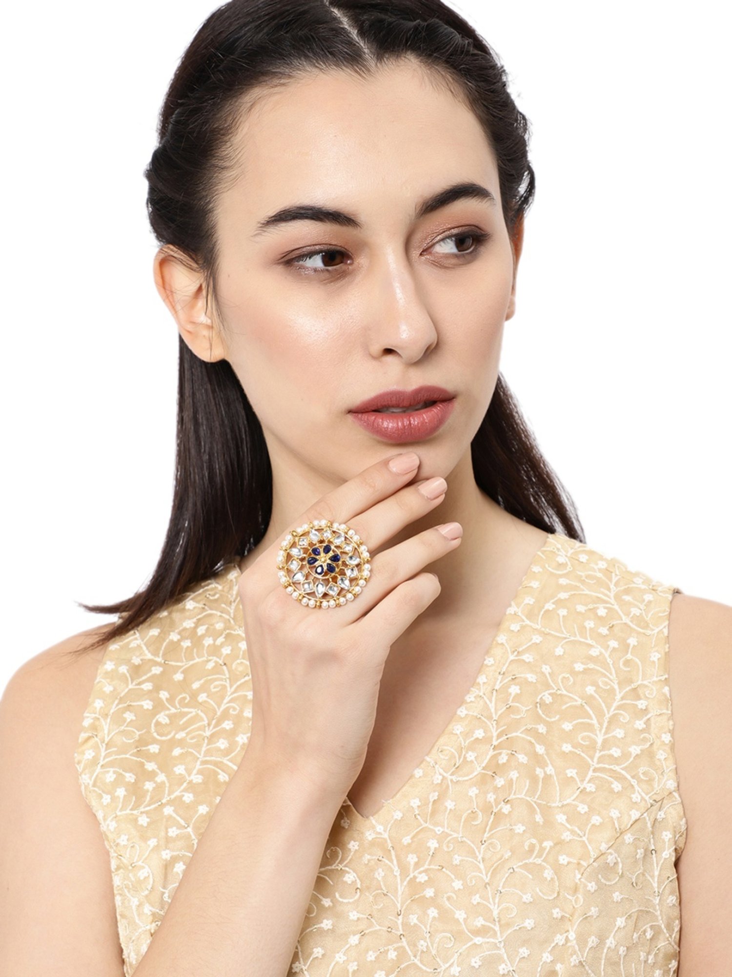 Accessorize London Women's Jewel Embellished Rings Set Of Three White