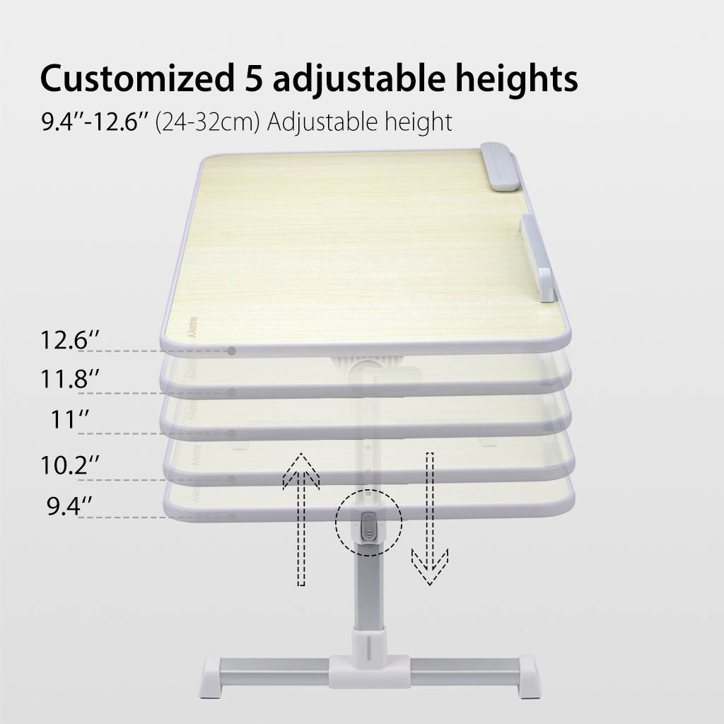 [Large Size] Neetto Height Adjustable Laptop Bed Desk, Portable Laptop Table Standing Desk, Sofa Breakfast Tray With Foldable Legs, Notebook Stand Reading Holder for Couch Floor Kids