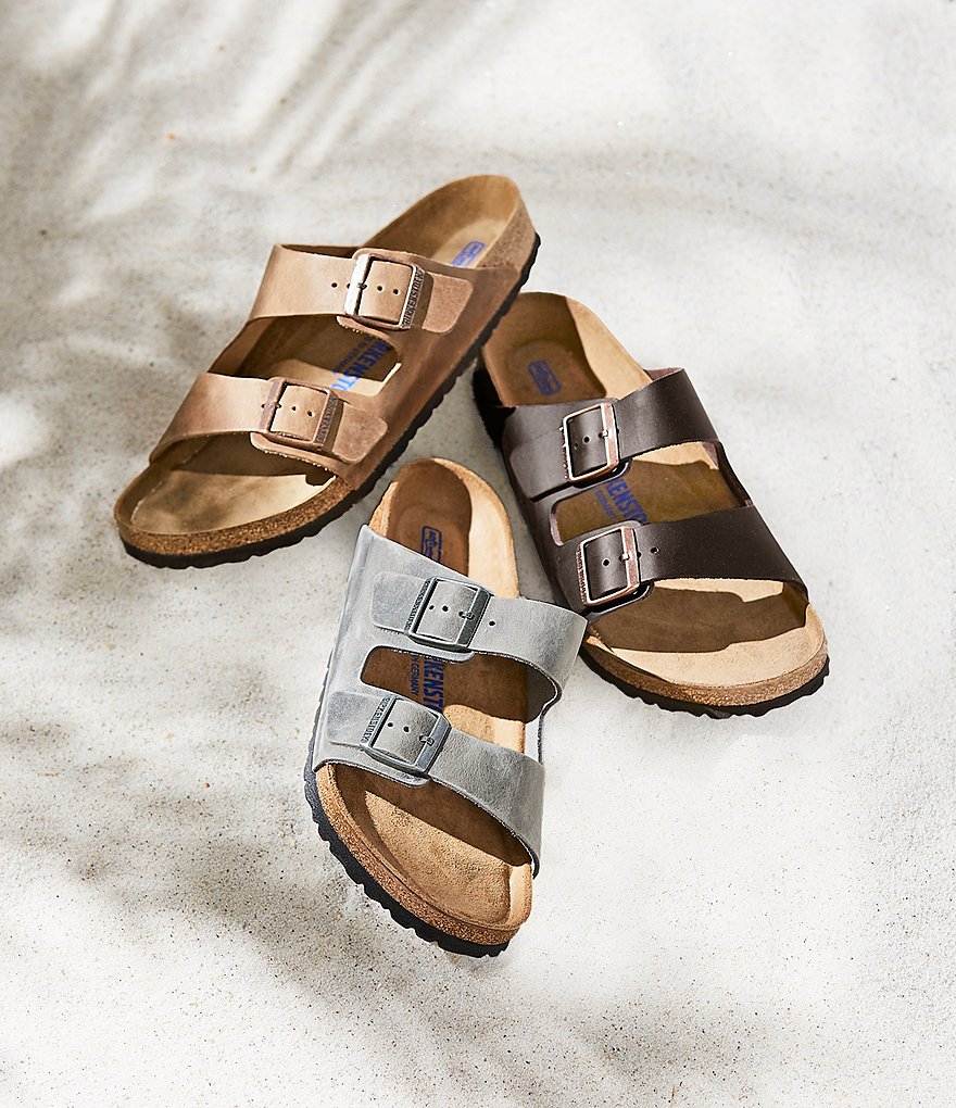 Birkenstock Arizona Men's Oiled Leather Soft Footbed Slip On Sandals