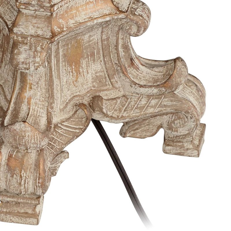 Barnes and Ivy Traditional Floor Lamp Distressed Candlestick Crystal Glass Beading Cream Bell Shade for Living Room Reading