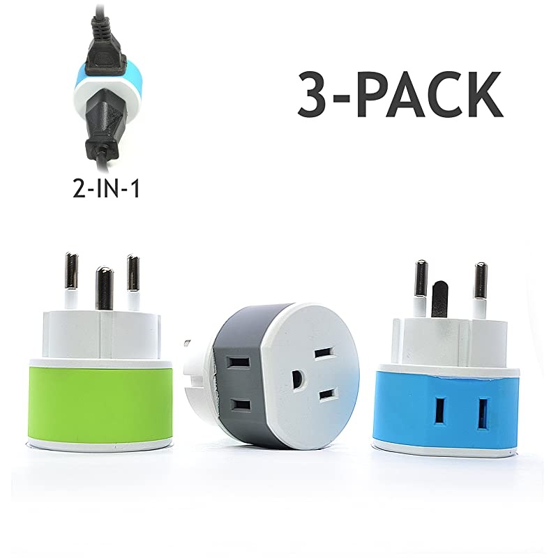 Denmark Power Plug Adapter by  with 2 USA Inputs Travel 3 Pack Type K US20 Safe Grounded Use with Cell Phones Laptop Camera Chargers CPAP and More