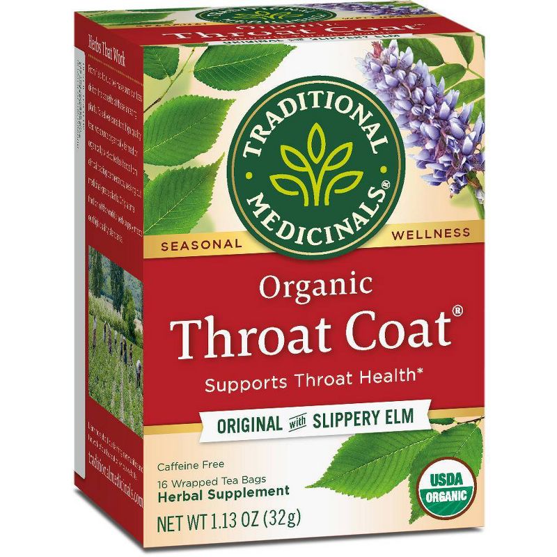Traditional Medicinals Organic Throat Coat Herbal Dietary Supplement Herbal Tea - 16ct