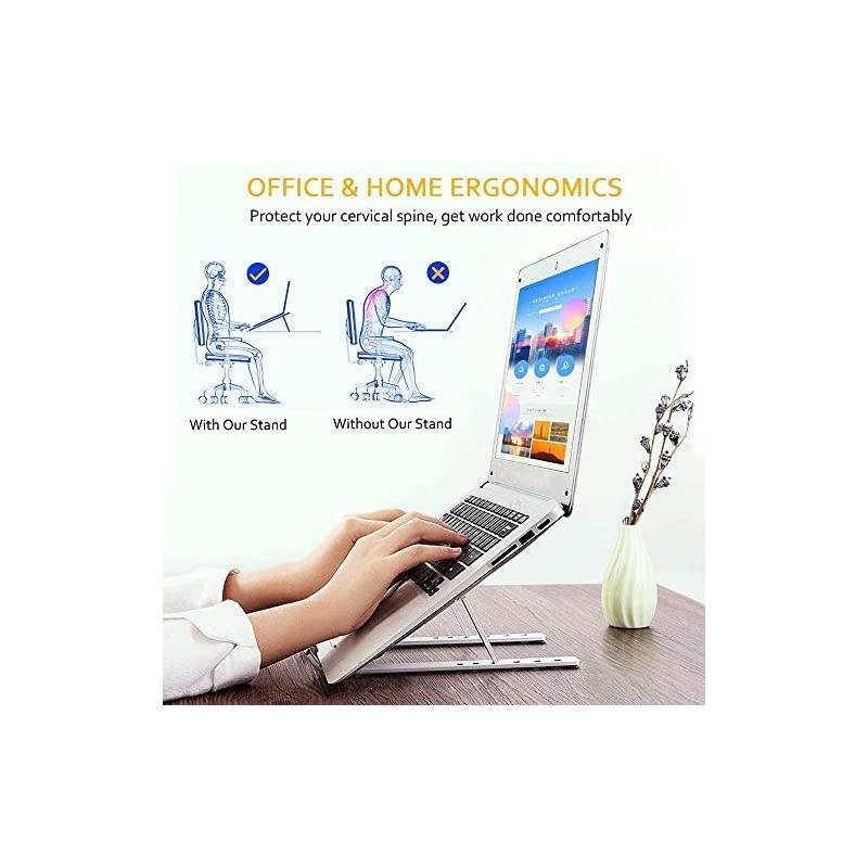 Laptop Stand for Desk Portable Laptop Holder Aluminum Alloy Laptop Mount Compatible with 10156 Inch Notebook Foldable Riser with 7 Levels Height Adjustment