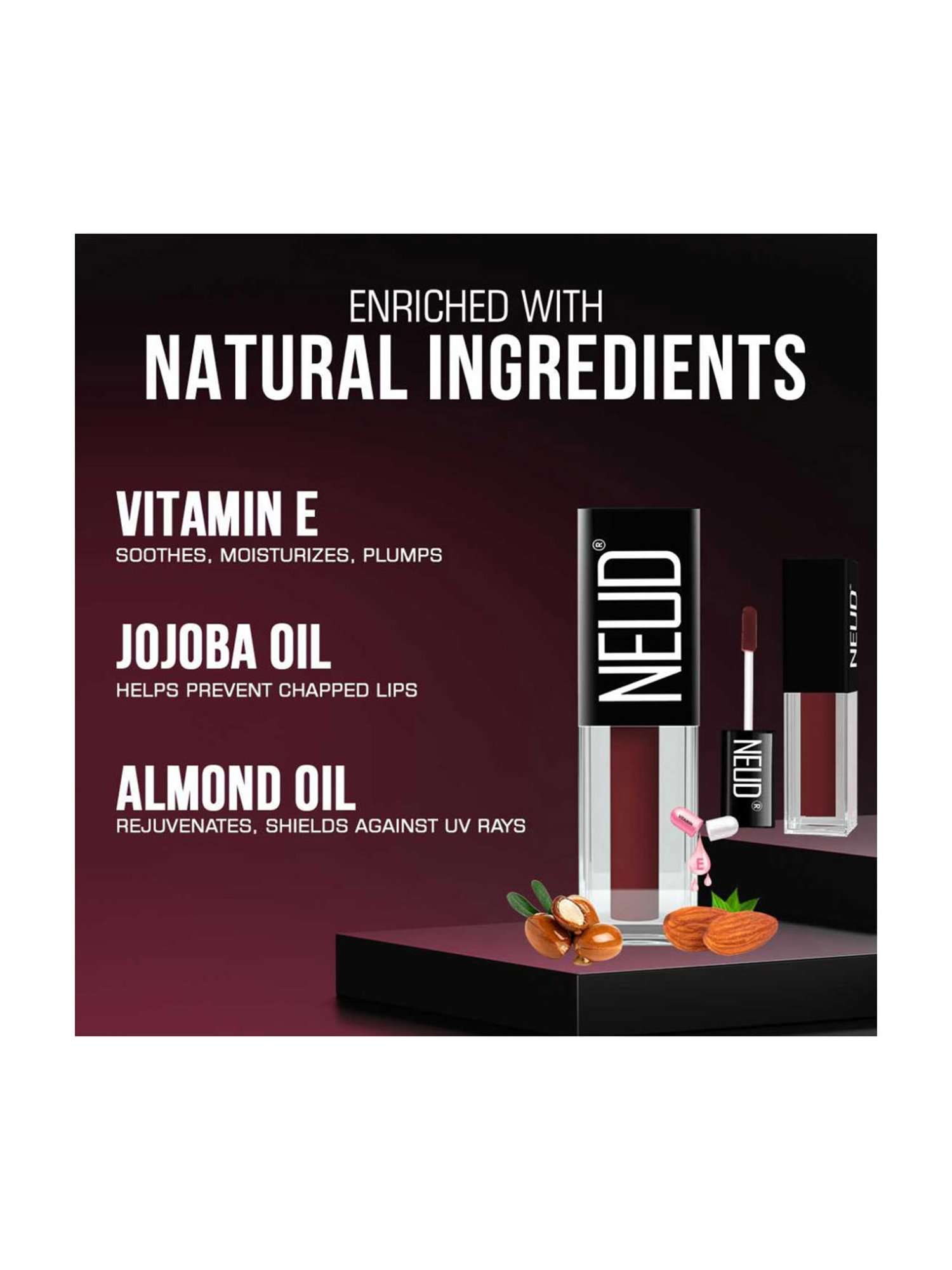 NEUD Matte Liquid Lipstick Mocha Brownie with Free Lip Gloss - Pack of 2 (Each)