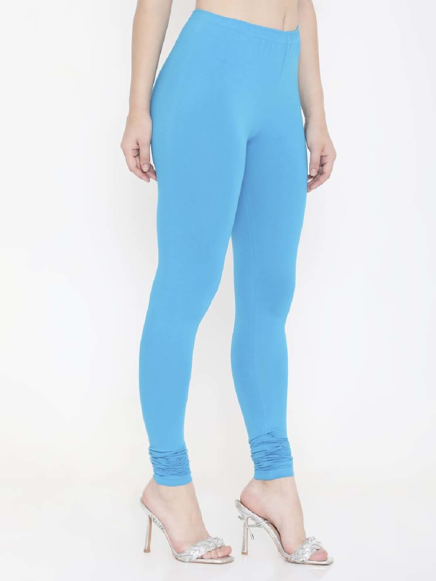 FEELINGS Blue Plain Churidar Leggings