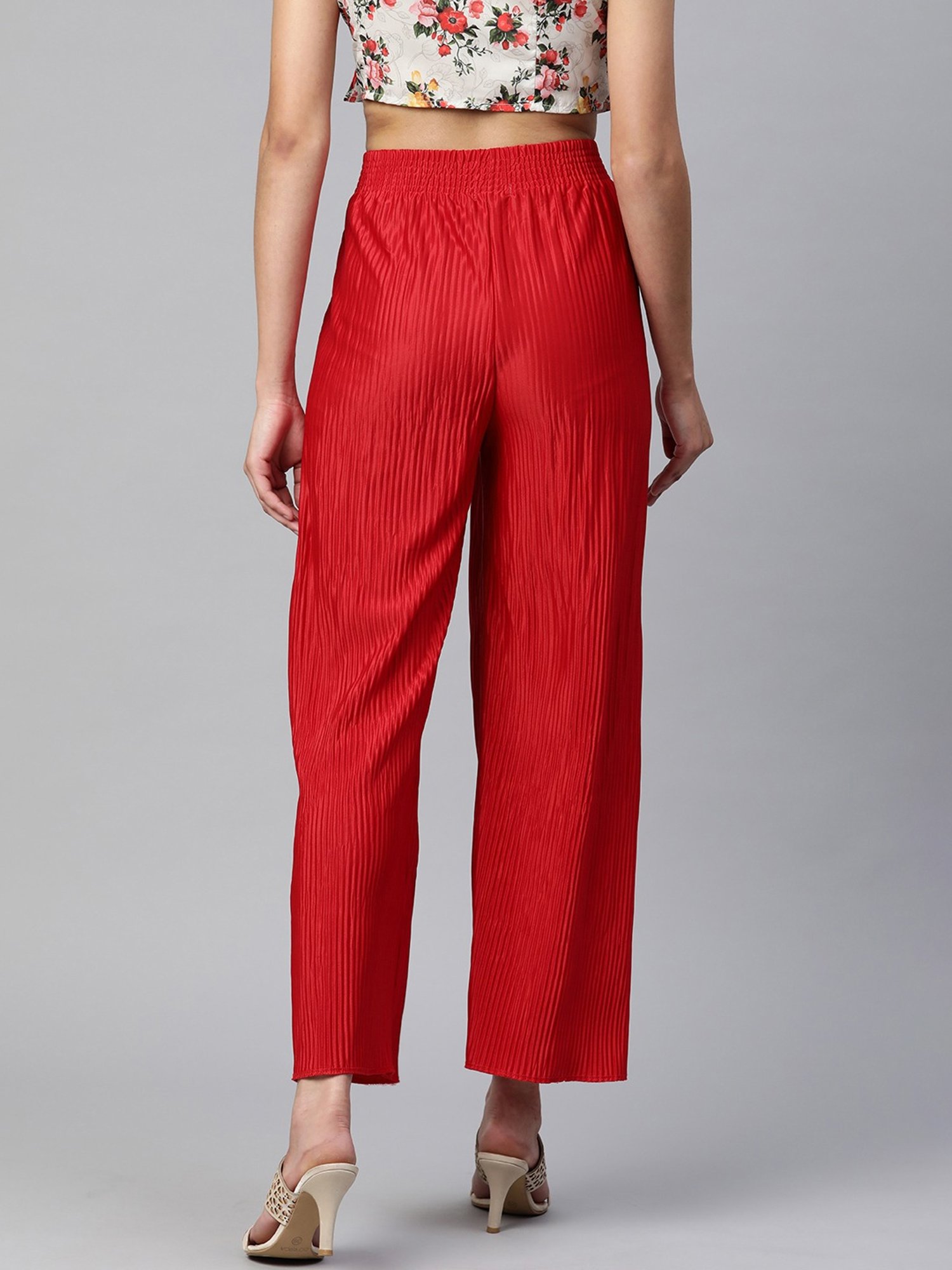 READIPRINT FASHIONS Red Pleated Palazzos