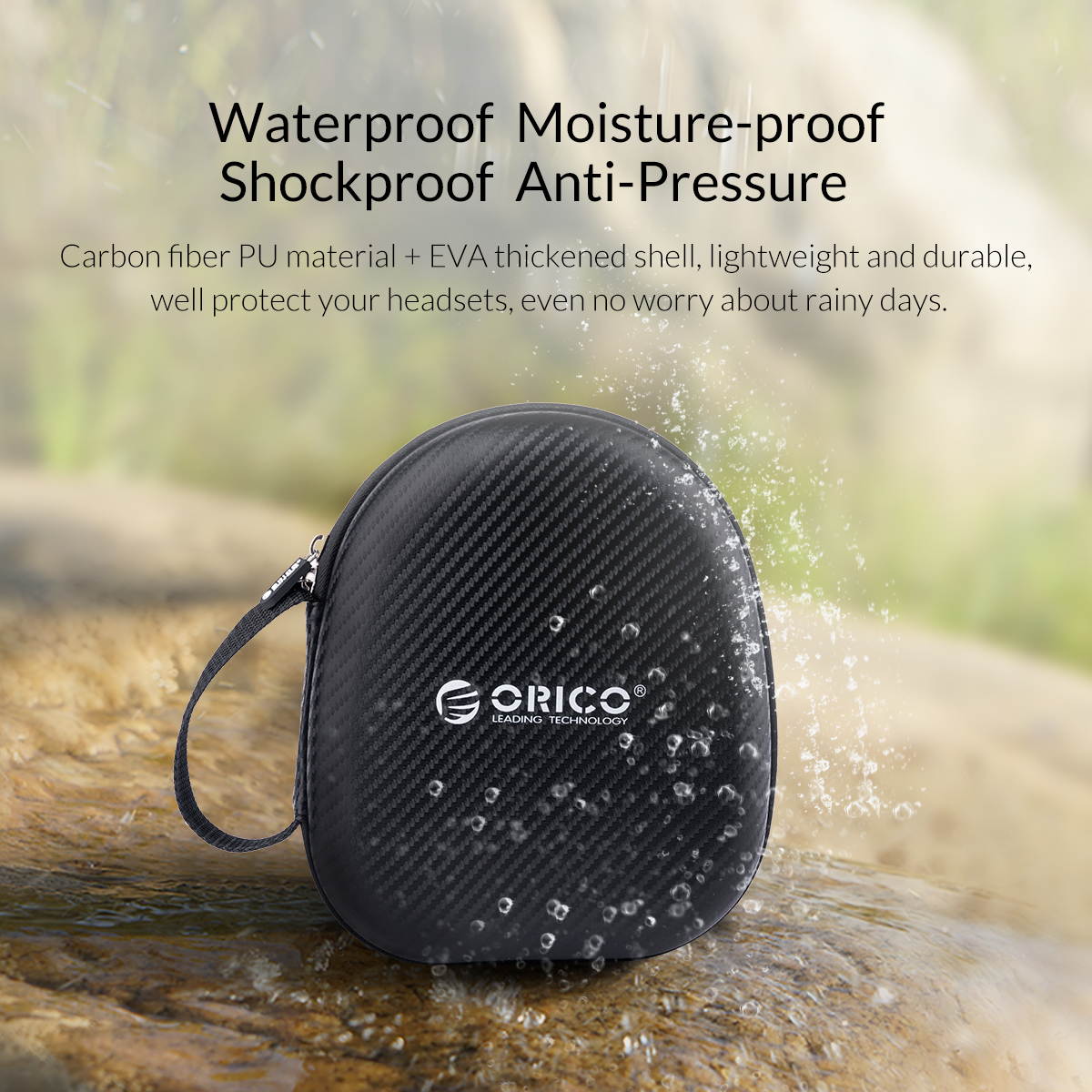 ORICO Waterproof Headset Carry Pouch Box Headphone Case Bag Storage Collector  Anti-Shock, Anti-Slip, Card Pocket For Sony, For Base, For Sennheiser Headphone Carry Hard Case