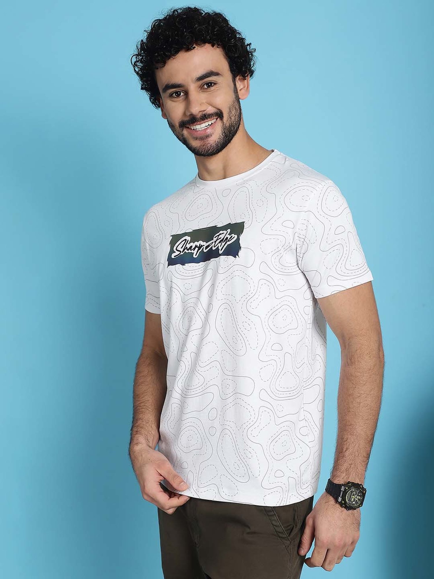 Venitian- Forbidden Clothing White Slim Fit Printed Crew T-Shirt