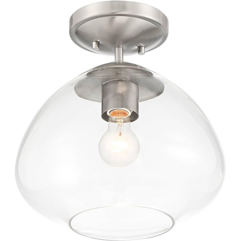Possini Euro Design Possini Euro Orilla 12" Wide Brushed Nickel Clear Glass Ceiling Light
