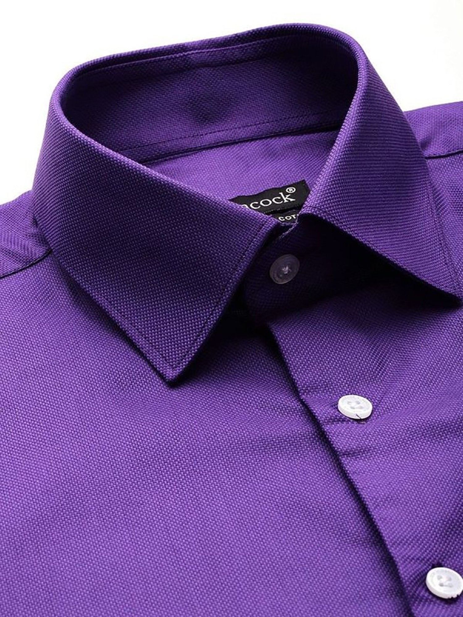 Hancock Purple Cotton Slim Fit Solid Shirts