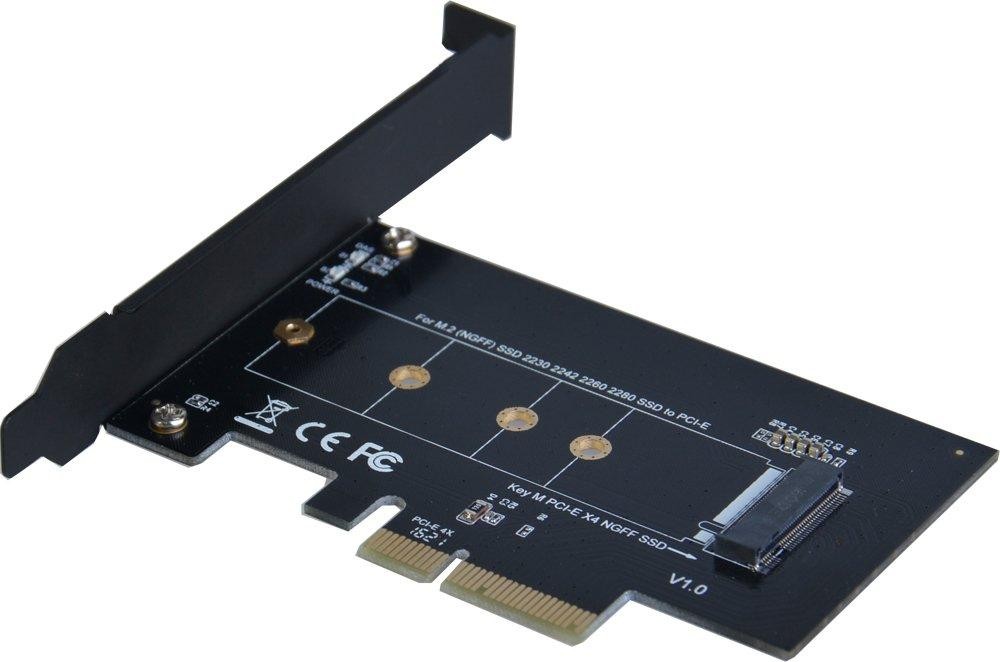 SIIG M.2 NGFF SSD (M Key) to PCIe 3.0 x4 Card Adapter For 2230, 2242,2260, 2280 M.2 PCIe Host Controller Expansion Card SSDs NVMe or AHCI - (SC-M20014-S1),Black