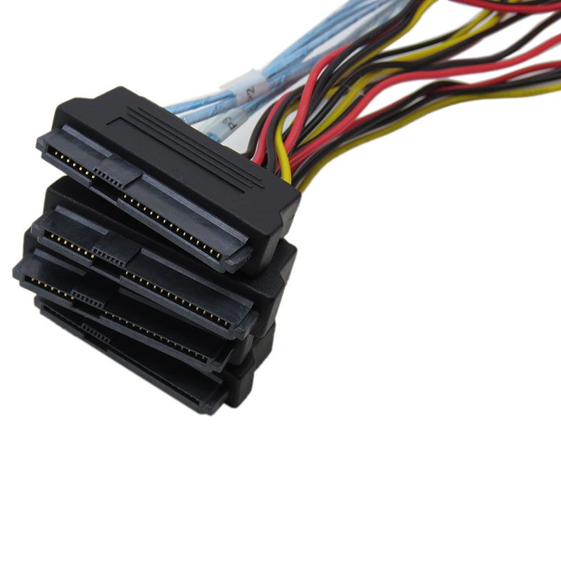 Weastlinks Sas Sata Cables for HDD Server Display Card MINI SAS 4i SFF-8087 36Pin To 4 SAS 29Pin Sff 8482 +4pin Power Cable 1m