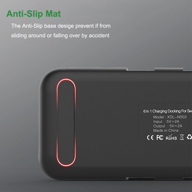 Switch Charger Dock Station for Nintendo Switch, Idealforce 6 in 1 Fast Charger Station Desktop Dock Adapter with Type C Cable for Joycon&Pro Controller