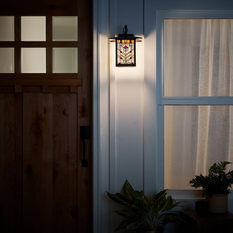 11.75" 1-Light Mission Style Outdoor Wall Lantern Sconce Oil Rubbed Bronze - River of Goods