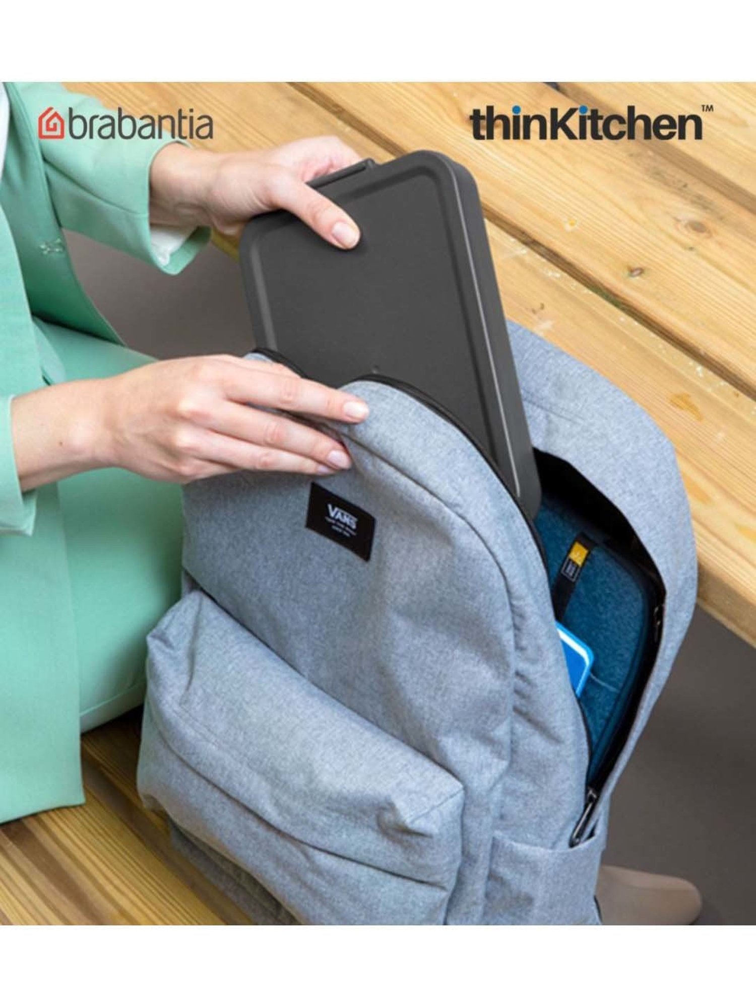 Brabantia Dark Grey Plastic Make & Take Flat Lunch Box (1.1 L)