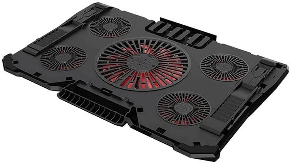 UOOD Laptop Cooler, Silent 5 Fan Cooling Pad Notebook Stand with Light, Adjustable External Coolpad Cooler Base Heatsink Bracket Fan Mat Very Silent