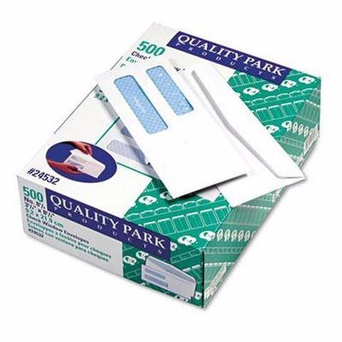 Quality Park Double Window Security Tinted Check Envelope - QUA24532