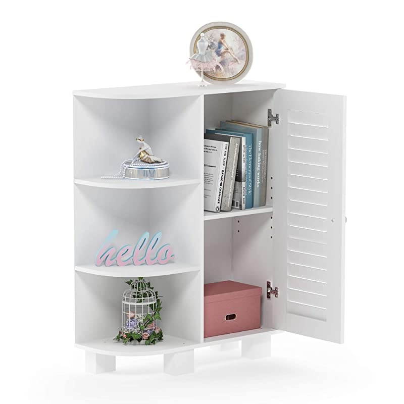 Indo Storage Shelf Louver Door Cabinet, White