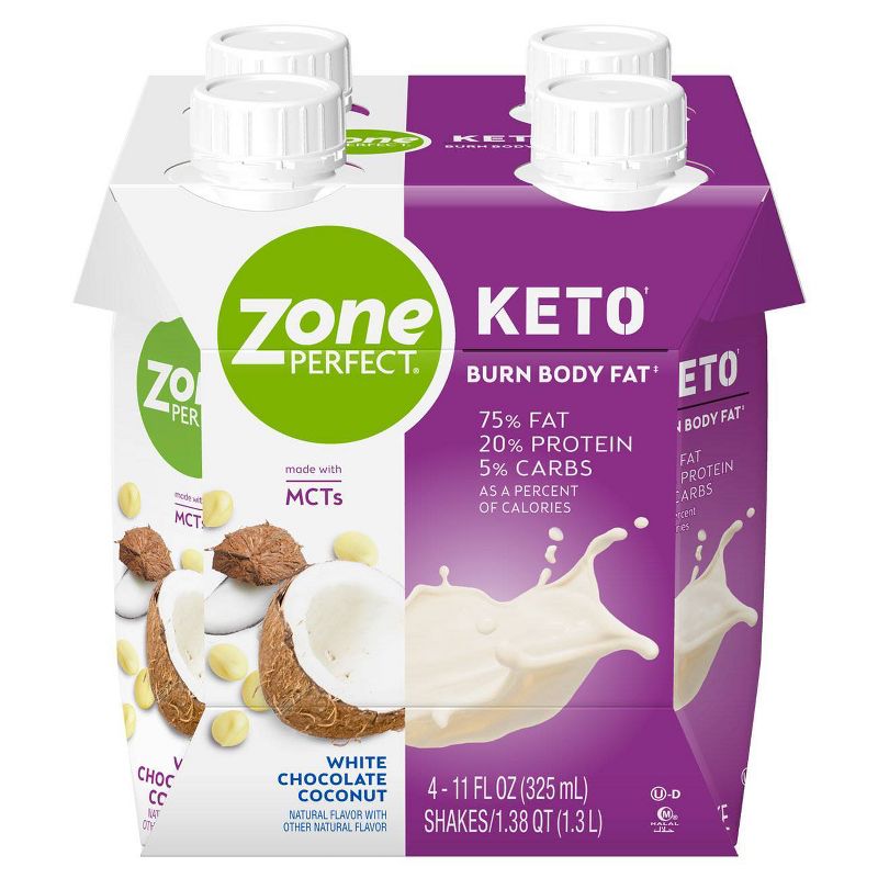 ZonePerfect Keto Nutrition Shake - White Chocolate Coconut - 4ct/11 fl oz