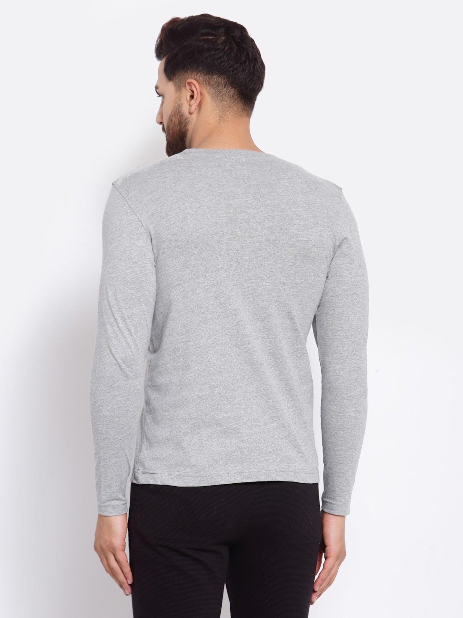 Sporto Sky Grey Slim Fit T-Shirt