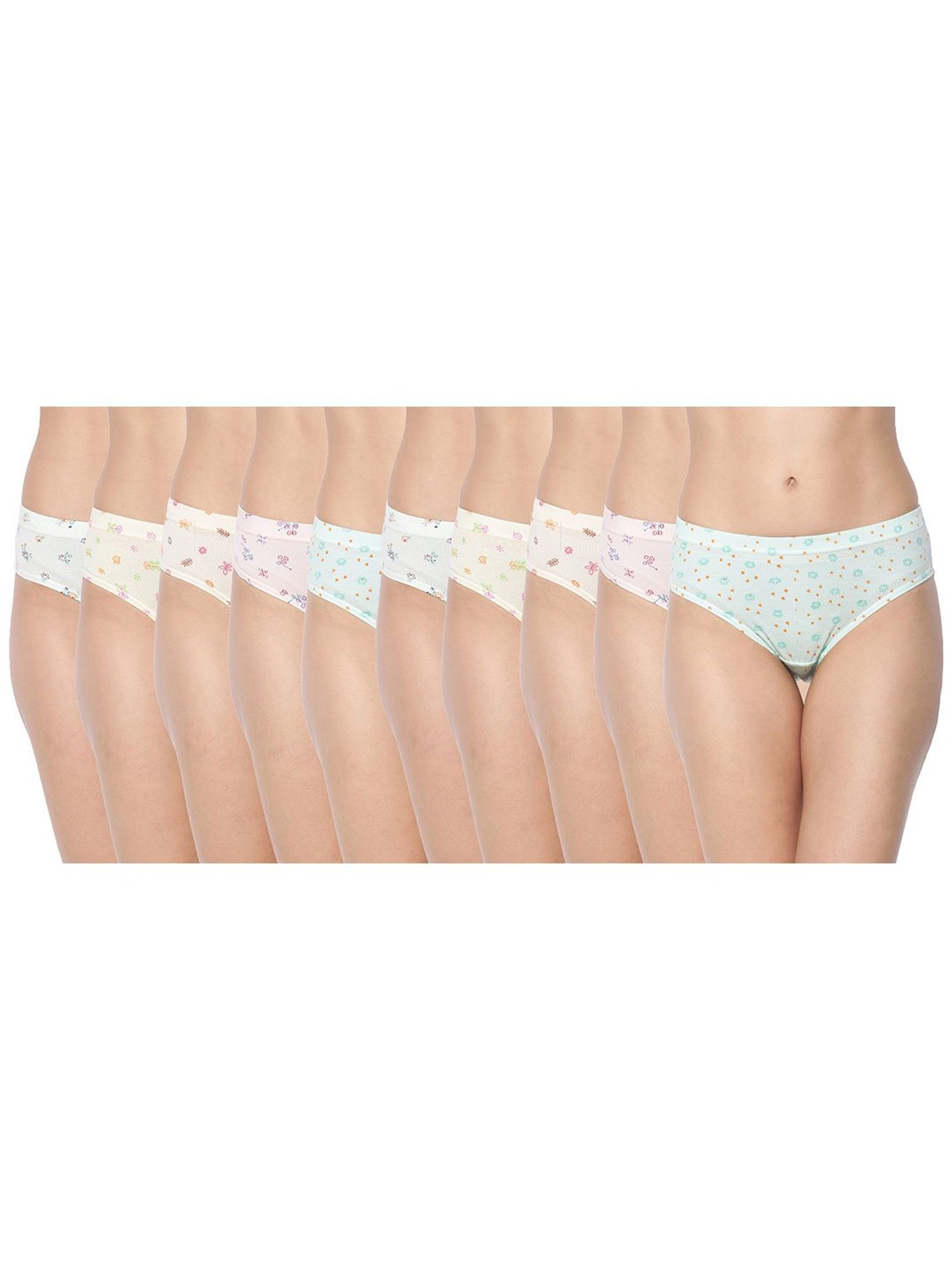 Dollar Missy Multicolor Printed Hipster Panty (Pack  of 10)