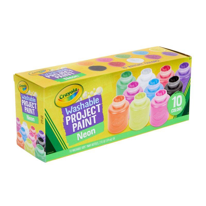 Crayola 10ct 2oz Washable Kids Paint Neon Colors