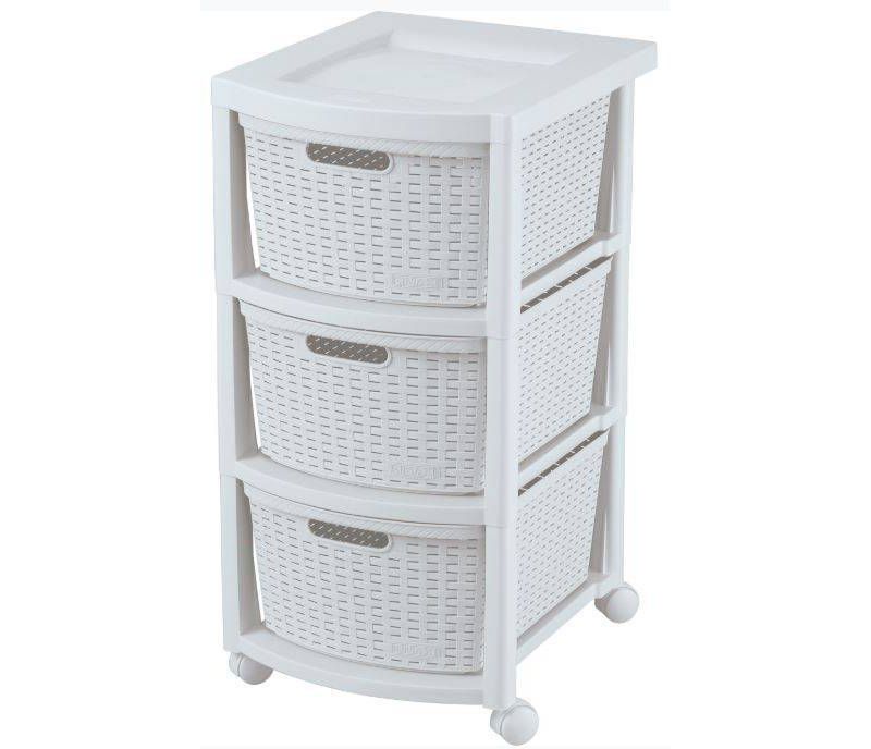 3 Drawer Rolling Cart White - Inval