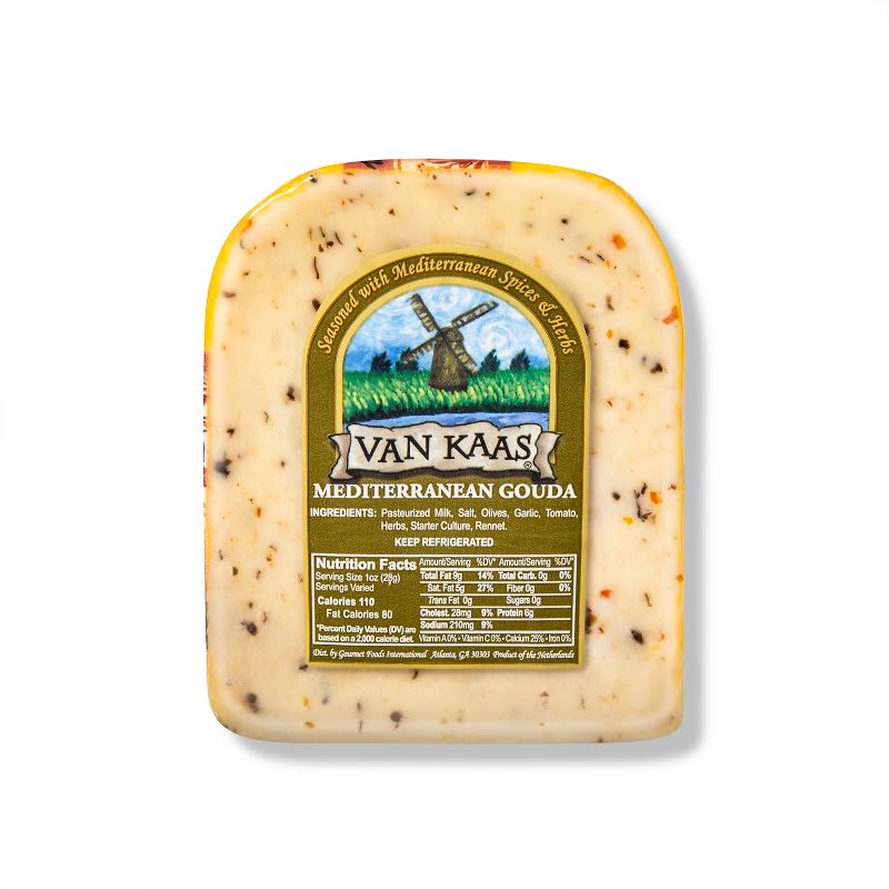 Van Kaas Mediterranean Gouda Cheese Wedge - 7oz