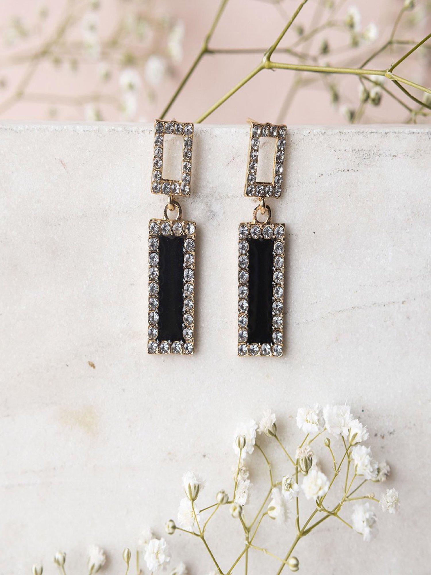 Jewelz Luxerious Black Stone Earrings for Women