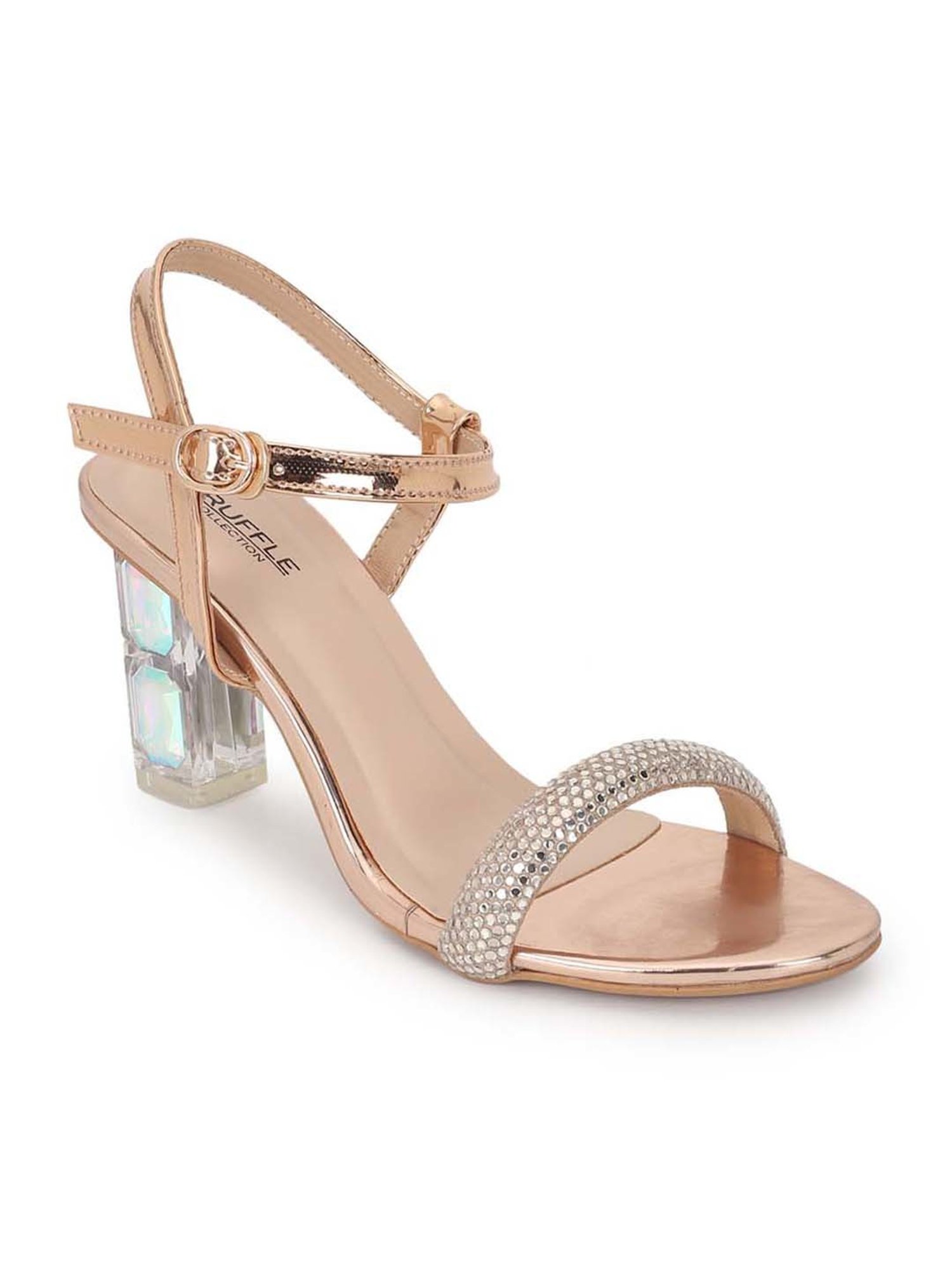 Truffle Collection Women's Rose Gold Ankle Strap Sandals
