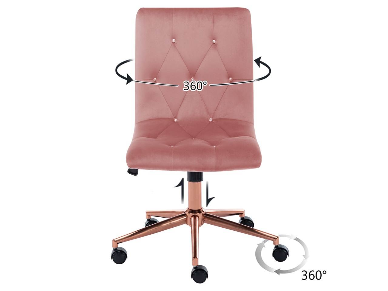 Swivel Height Adjustable Task Chair Armless Velvet Tufted Office Chair
