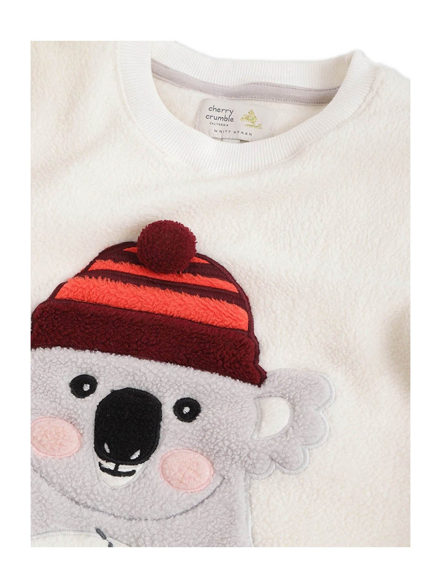 Cherry Crumble By Nitt Hyman Boys Cream Applique Sweatshirt with Joggers