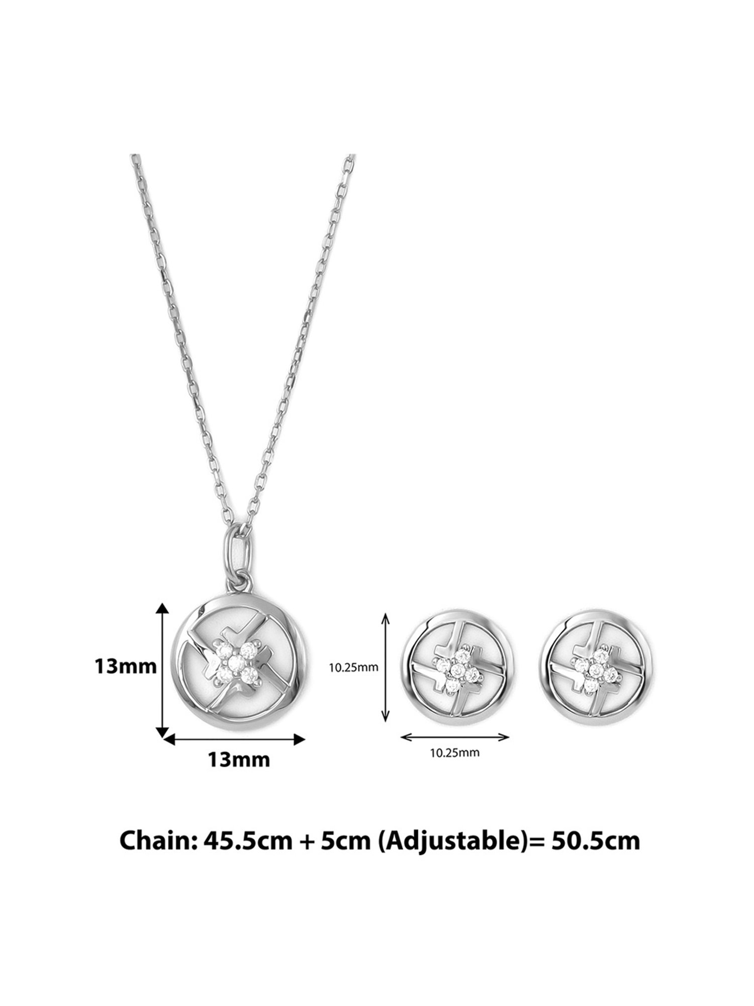 Silberry 92.5 Sterling Silver Bouquet Pendant Set