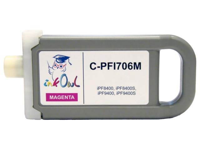 InkOwl Compatible Ink Cartridge Replacement for CANON PFI-706M (700ml, Magenta) for iPF8400, iPF8400S, iPF8400SE, iPF9400, iPF9400S printers