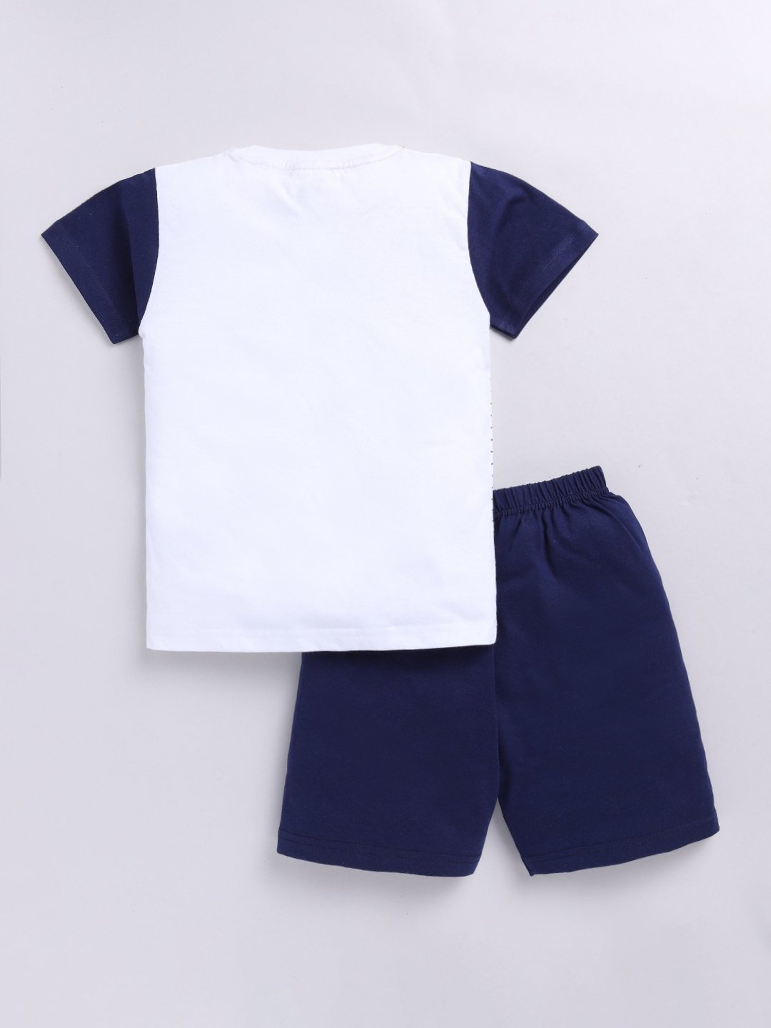 Todd N Teen Kids White & Navy Printed T-Shirt With Shorts