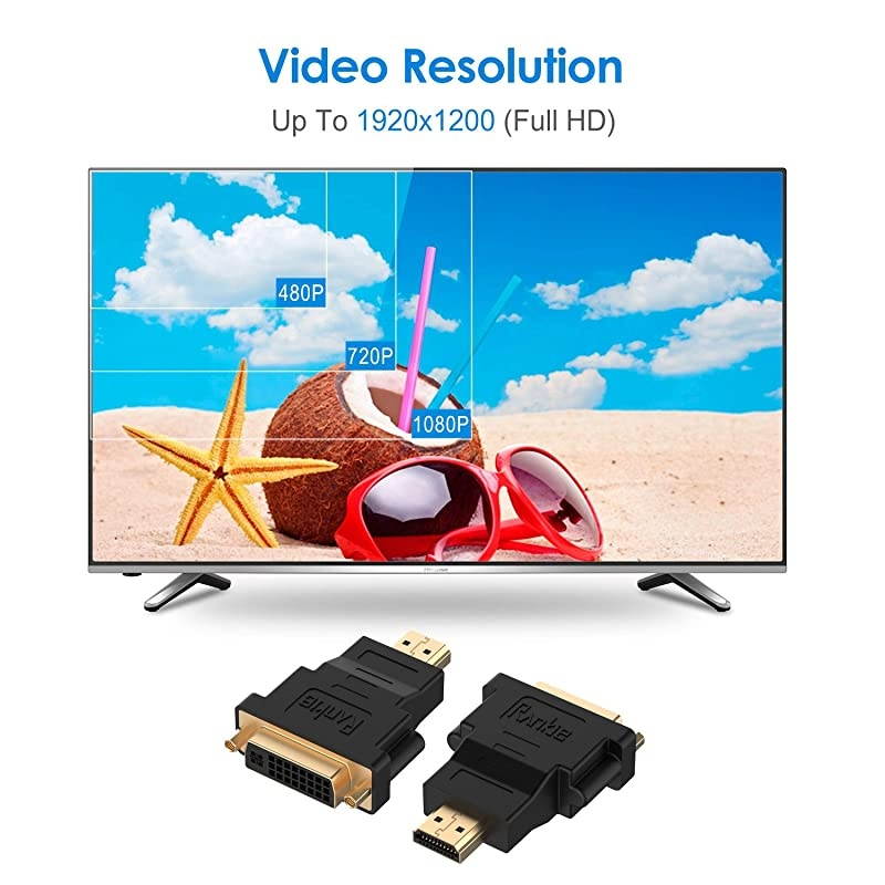 2Pack HDMI Male to DVI Female Adapter Black