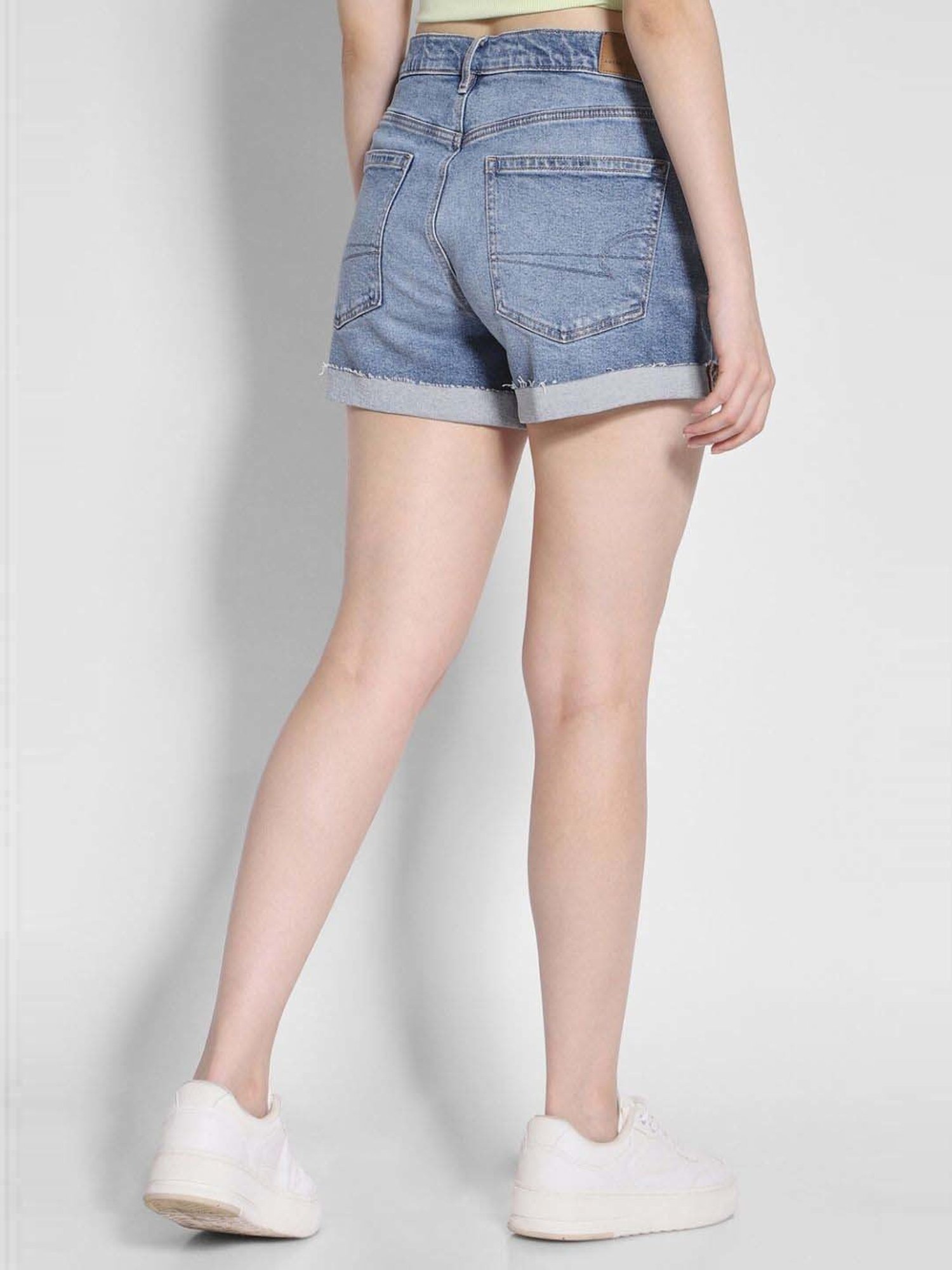 American Eagle Outfitters Blue Cotton Mid Rise Shorts