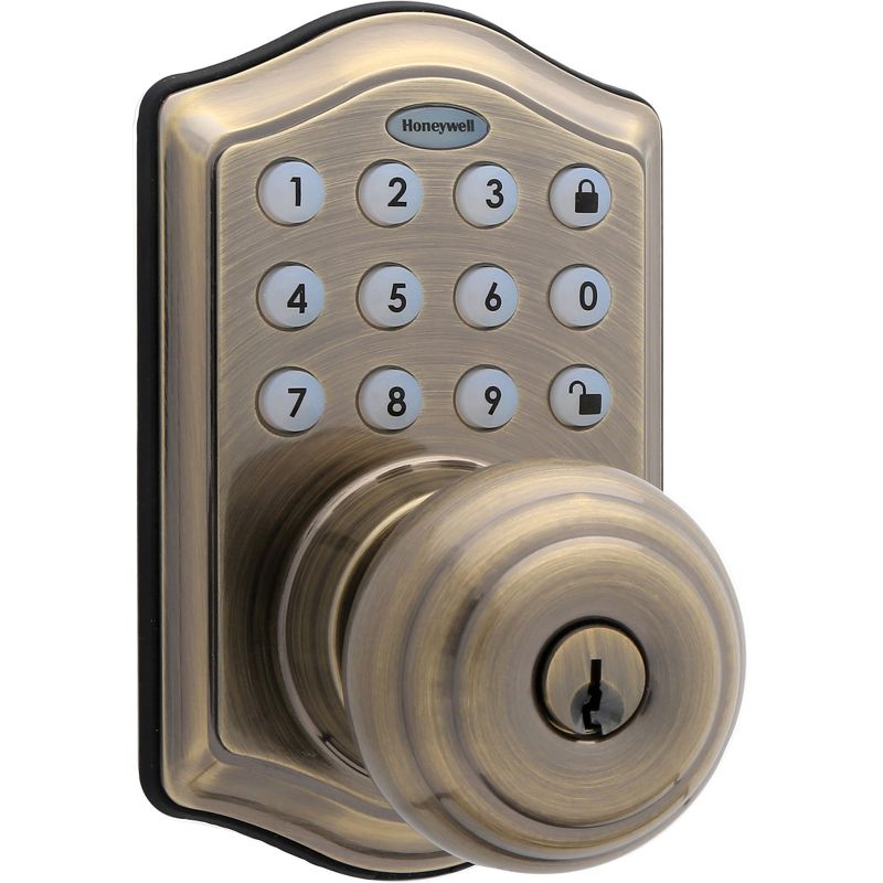 Honeywell Electronic Entry Knob Door Lock- Polished Brass