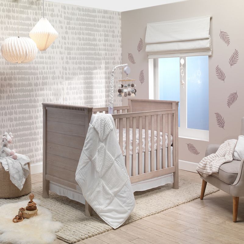 Lambs & Ivy Signature Taupe Leaves Print Organic Cotton Fitted Crib Sheet