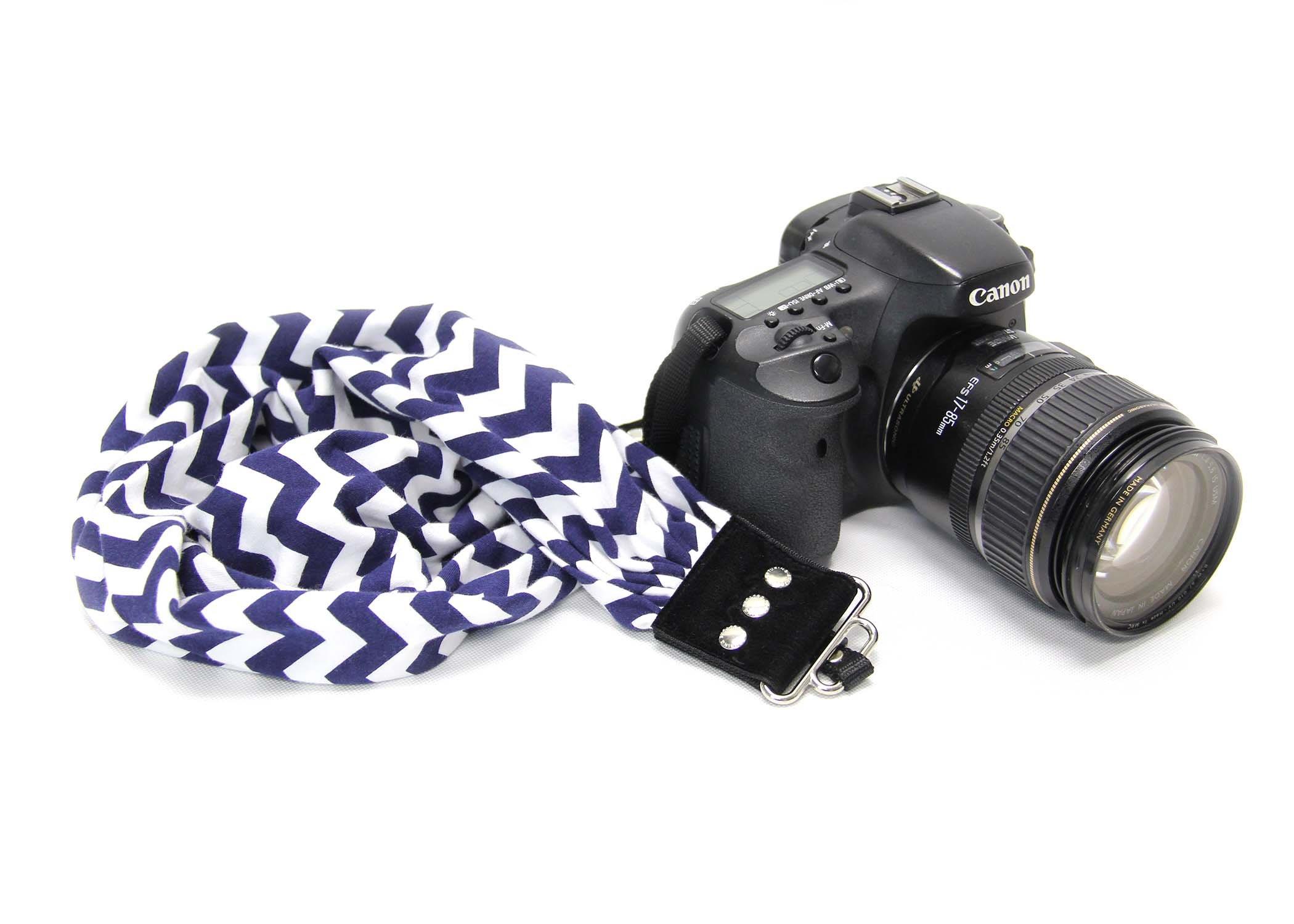 Chevron Navy Scarf Collection Camera Strap