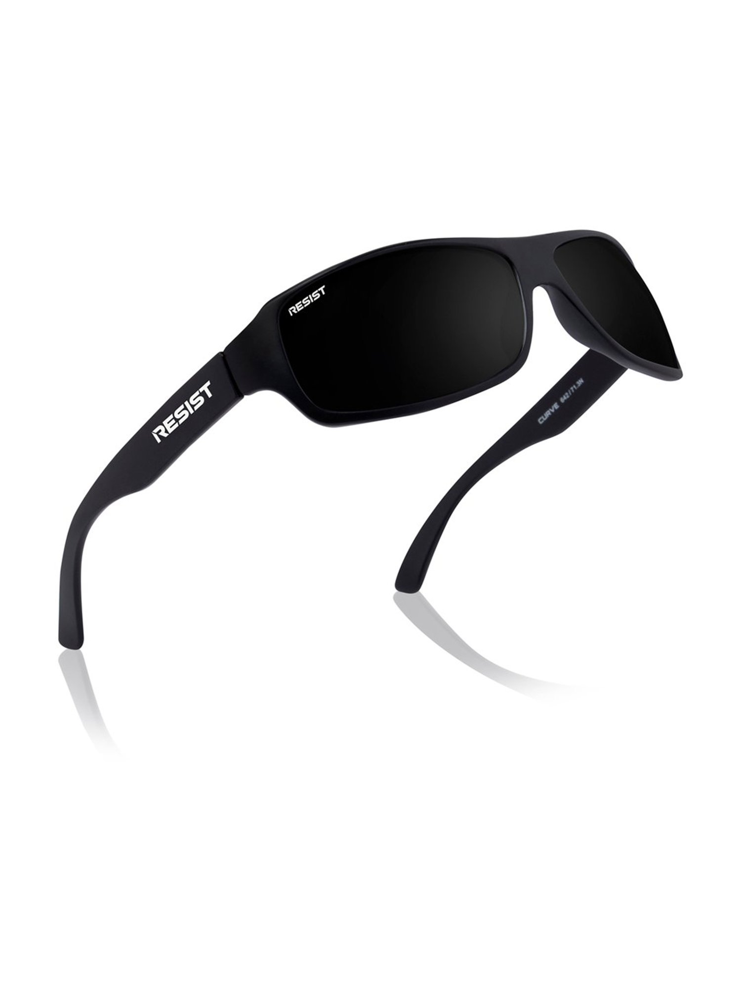 Resist Eyewear Black Wraparound UV Protection Unisex Sunglasses