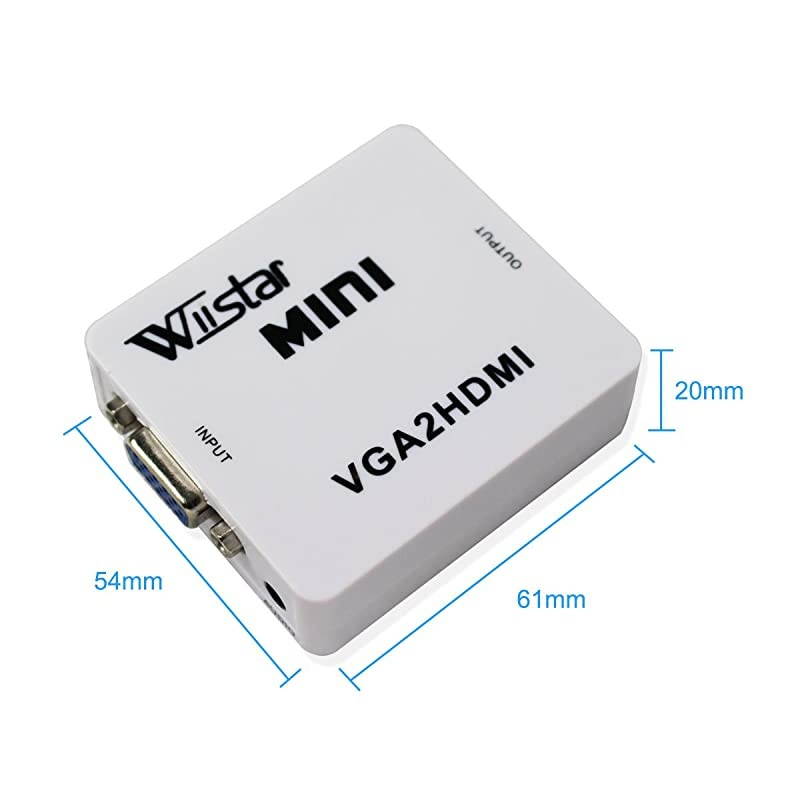 VGA to HDMI Converter 35 Audio Video Adapter Full HD 1080P VGA2HDMI for PC Laptop Dispaly Projector White