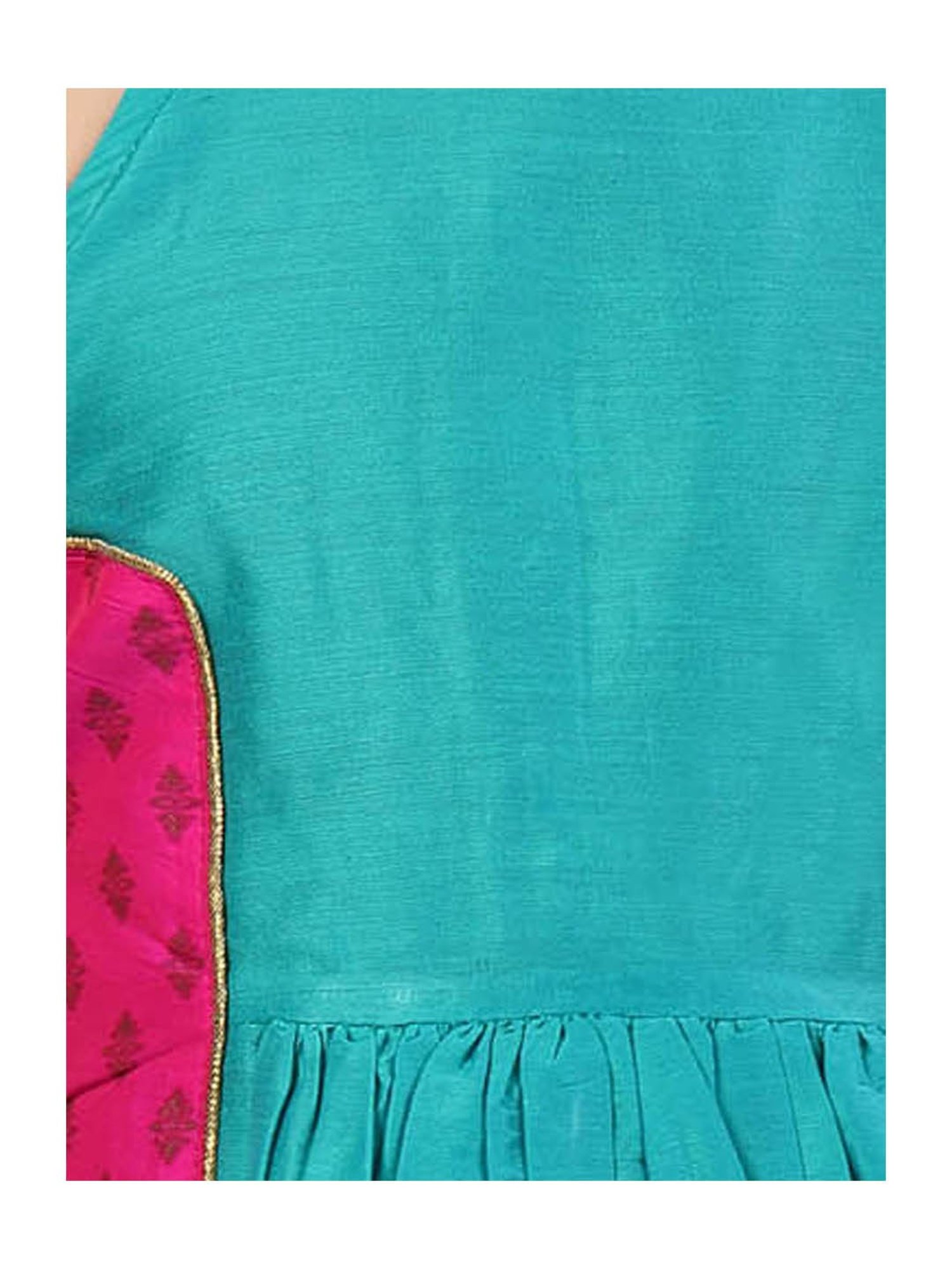 Aarika Kids Green & Pink Solid Frock