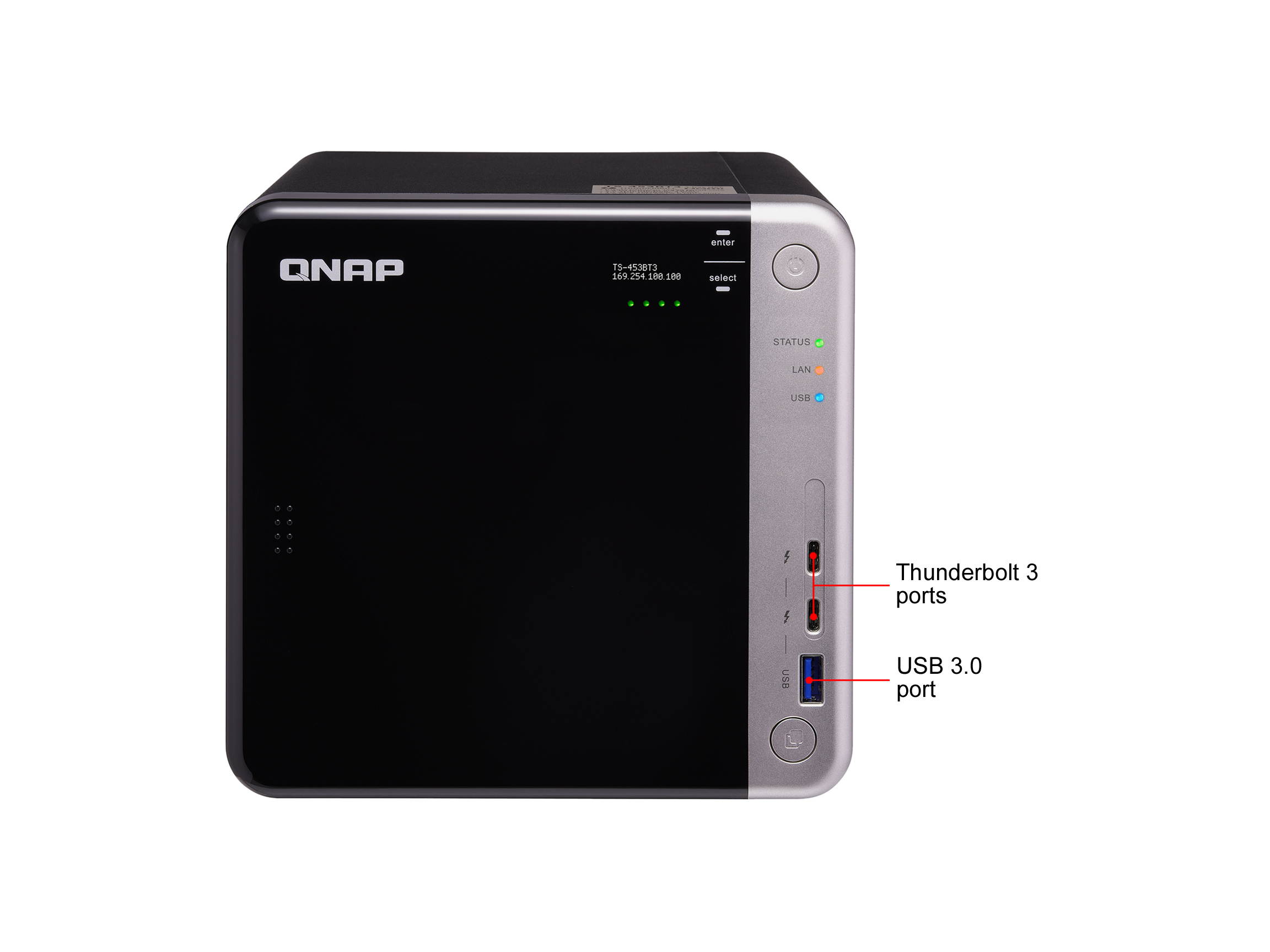 QNAP TS-453BT3-8G-US 4-Bay Thunderbolt 3 NAS. Intel Celeron J3455 Quad-core CPU, 8GB RAM, SATA 6Gb/s
