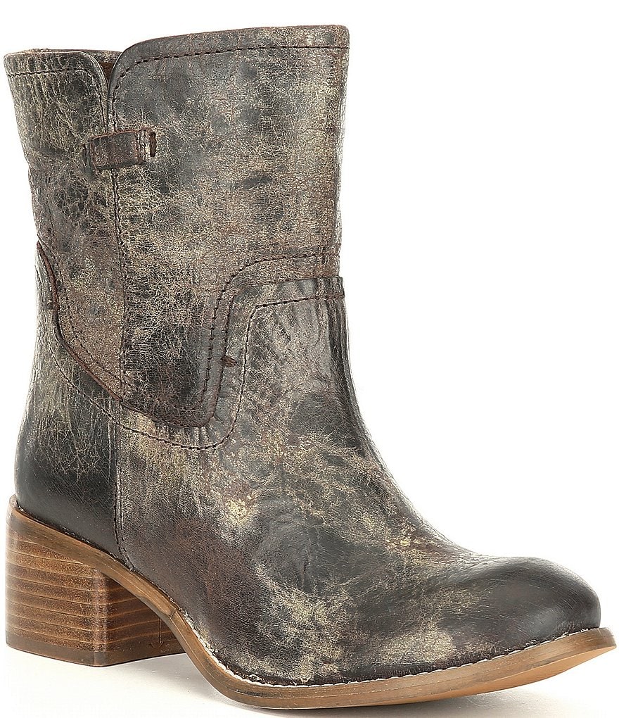 Diba True West Haven Distressed Leather Block Heel Boots