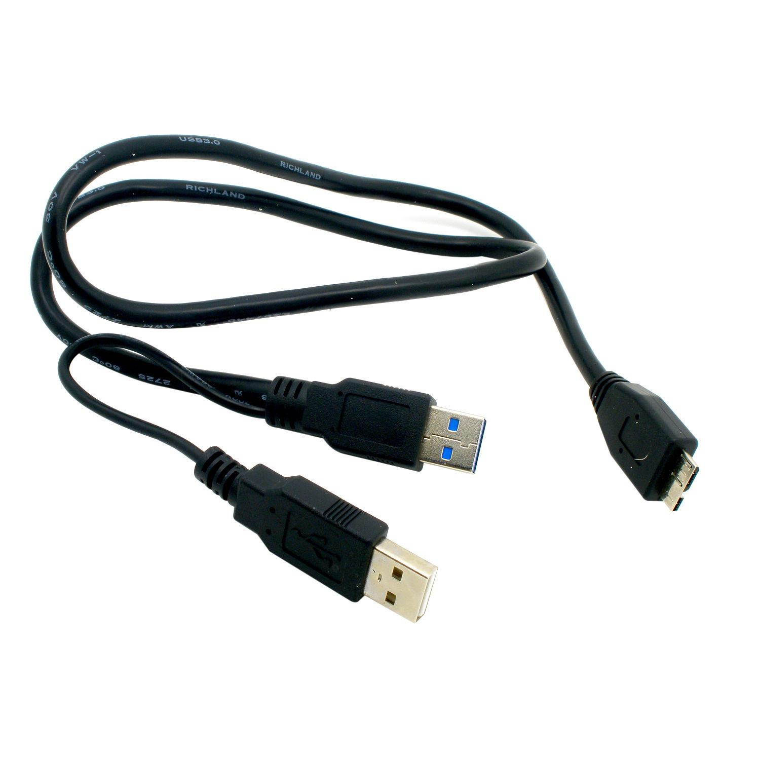 3FT USB 3.0 A M Micro USB3.0 Y Cable Cord For Toshiba External Hard Drive Disk